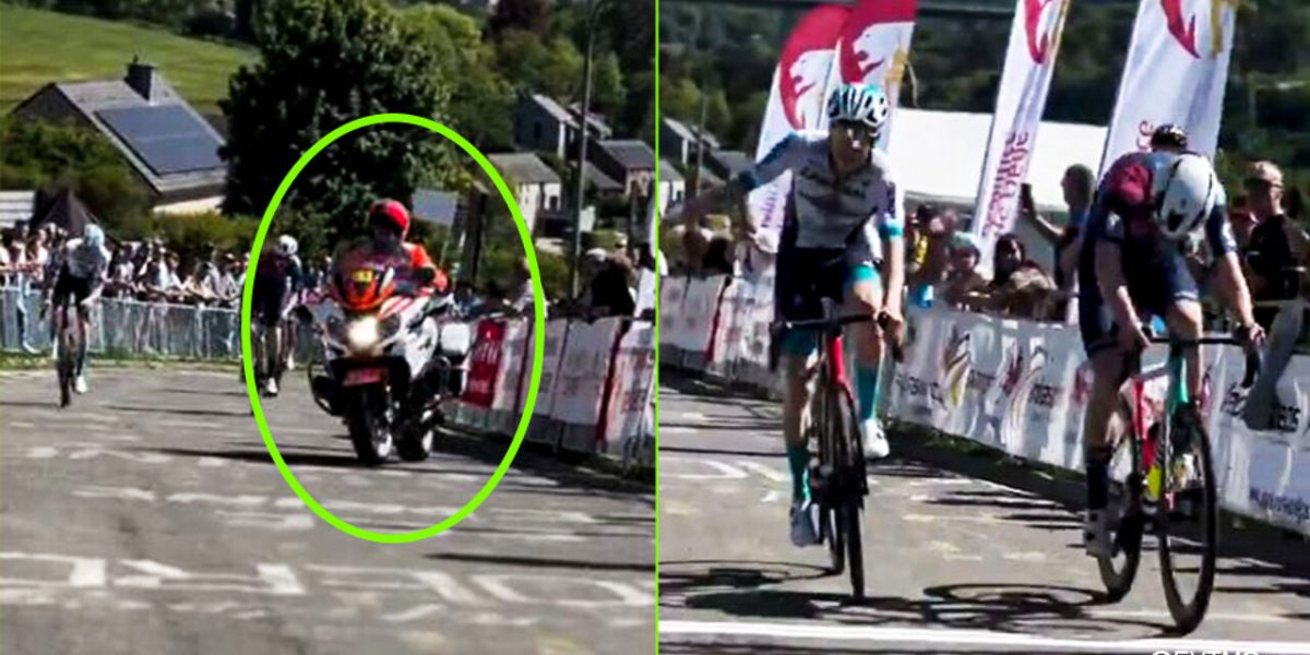 Politiemotor hindert Belgische junior in bizarre sprint van Luik-Bastenaken-Luik: "Hij wist niet dat finish daar lag"