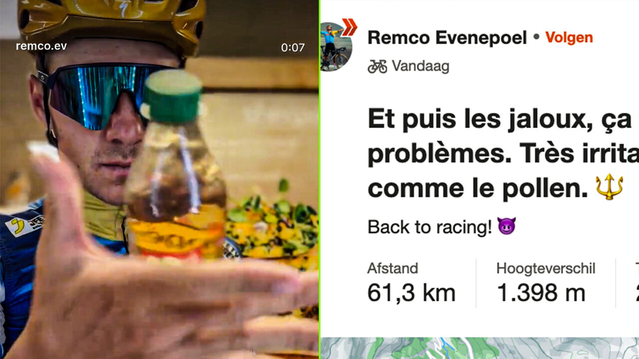 Remco Evenepoel doet mee met virale Strava-trend en kan lachen met eigen pollenprobleem: "Zoals jaloerse mensen"