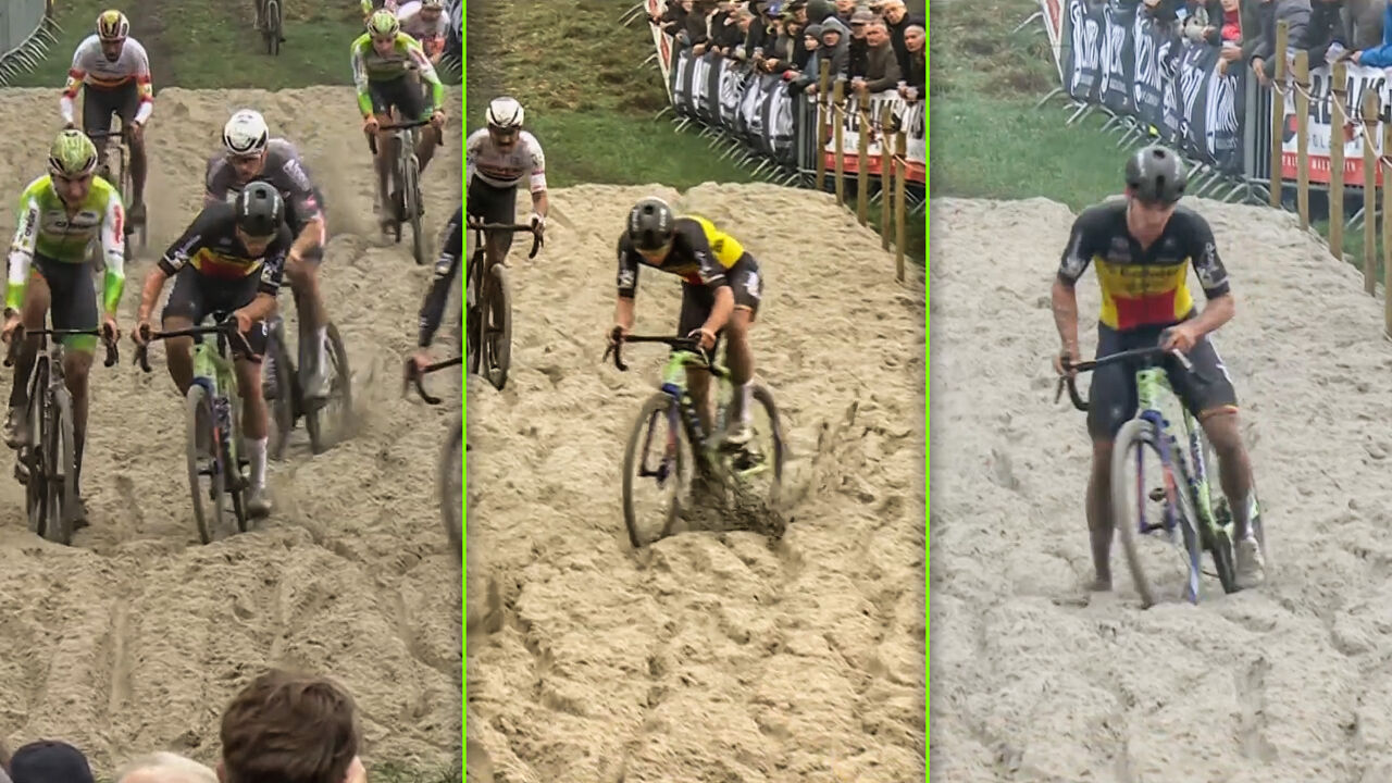 Thibau Nys blijft botsen op achilleshiel: Belgische kampioen geraakt maar heel moeilijk door het zand in Merksplas